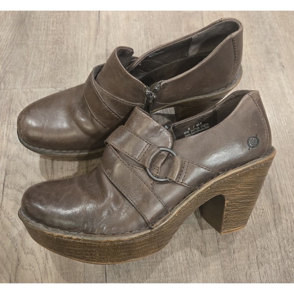 Børn Shoes - Born Shoes Womens Boots 9 Dollie Brown Leather Platform Chunky Heel Y2K Bootie
